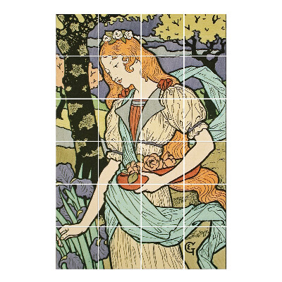 Naklejki na płytki Kobieta z kwiatami