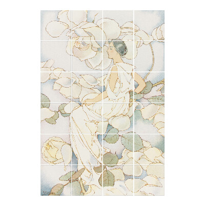 Naklejki na kafelki Kobieta wśród róż