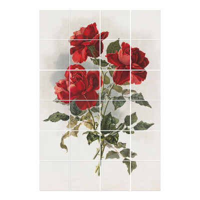 Samoprzylepne naklejki na płytki Trzy pełne róże