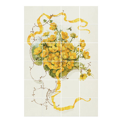 Naklejki na płytki Kwiatowy bukiet z wstążką