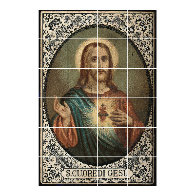 Samoprzylepne naklejki na płytki Serce Jezusa w blasku