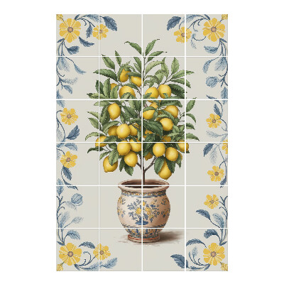 Naklejki na kafelki Cytrynowy drzewko w donicy