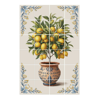Samoprzylepne naklejki na płytki Cytrynowy drzewko w donicy