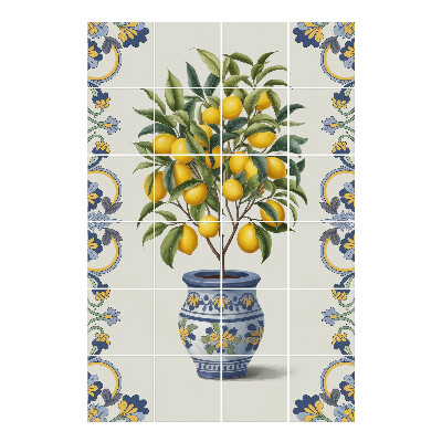 Naklejki na płytki Cytrynowy drzewko w donicy