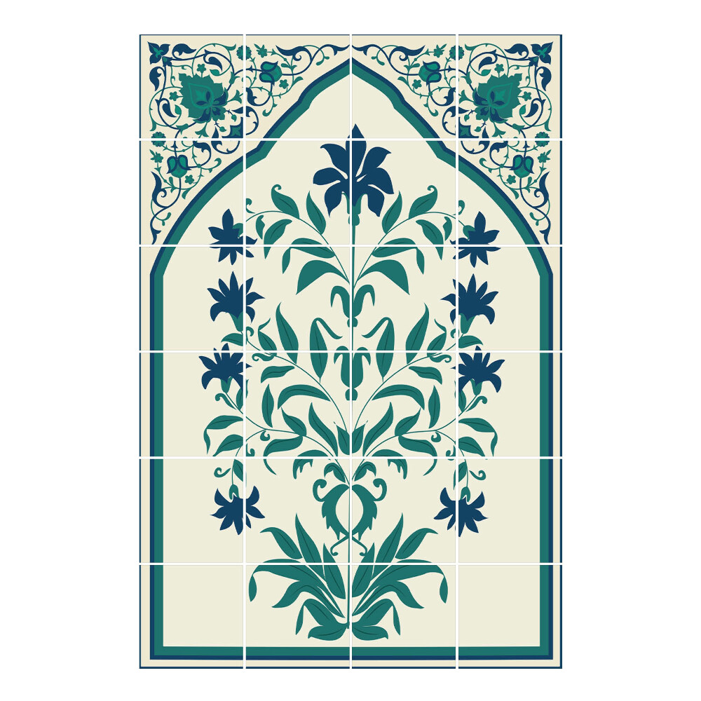 Naklejki na kafelki Kwiatowy ornament w ramie