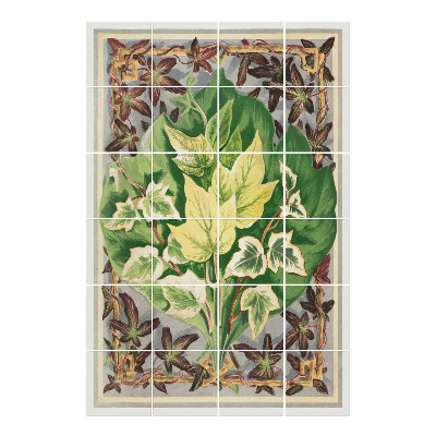 Samoprzylepne naklejki na płytki Liście w dekoracyjnym tle