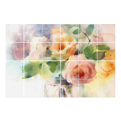 Naklejki na kafelki Kwiatowy bukiet w akwareli