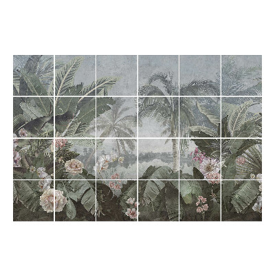 Nalepki na kafelki Tropikalny krajobraz z roślinnością