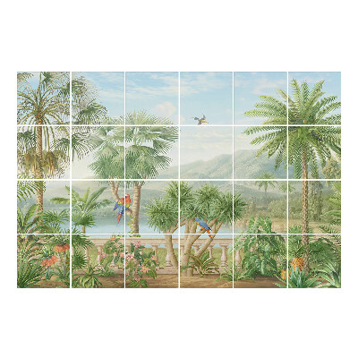 Naklejki na płytki Tropikalny raj z ptakami