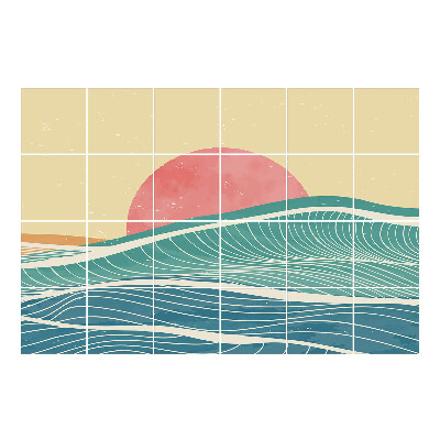 Naklejki na kafelki Fale i wschodzące słońce