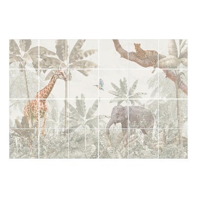 Nalepki na kafelki Tropikalna fauna w dżungli