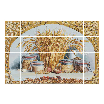 Nalepki na kafelki Zboża i słoiki z ziarnami
