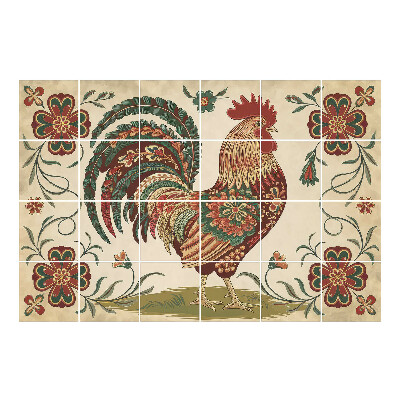 Naklejki na kafelki Kogut w folkowym stylu