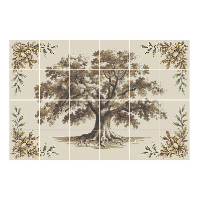 Nalepki na kafelki Stary dąb z ornamentami