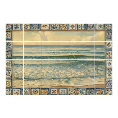 Naklejki na płytki Krajobraz morski z ramą