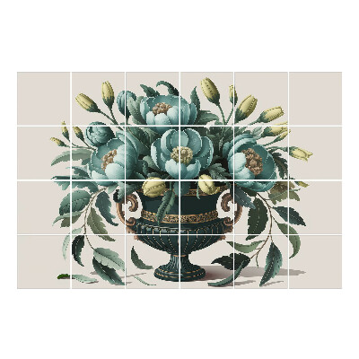 Nalepki na kafelki Kwiaty w eleganckim wazonie