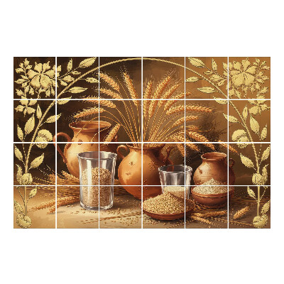 Naklejki na płytki Zbierane zboża i naczynia