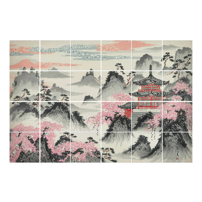 Naklejki na kafelki Krajobraz z pagodą