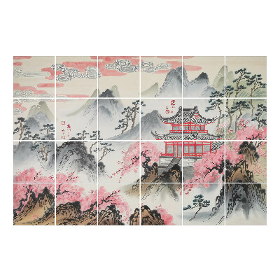 Nalepki na kafelki Chińska architektura w górach