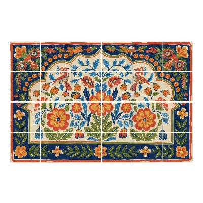 Naklejki na kafelki Motyw kwiatowy z ptakami