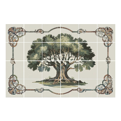 Naklejki na płytki Drzewo w ozdobnej ramie