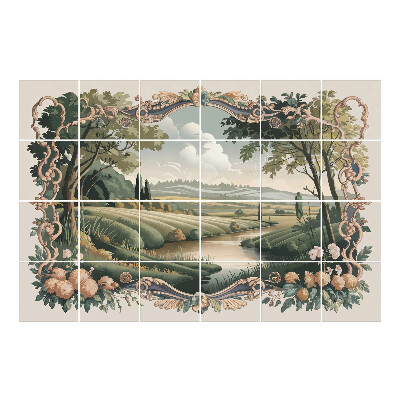 Nalepki na kafelki Sielankowy pejzaż z rzeką