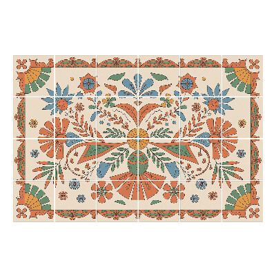 Nalepki na kafelki Kwiatowy motyw folkowy