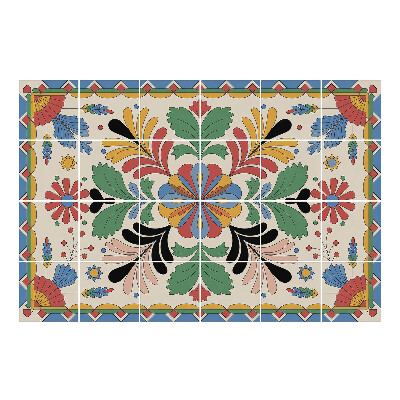 Naklejki na kafelki Kwiatowy ornament z liśćmi