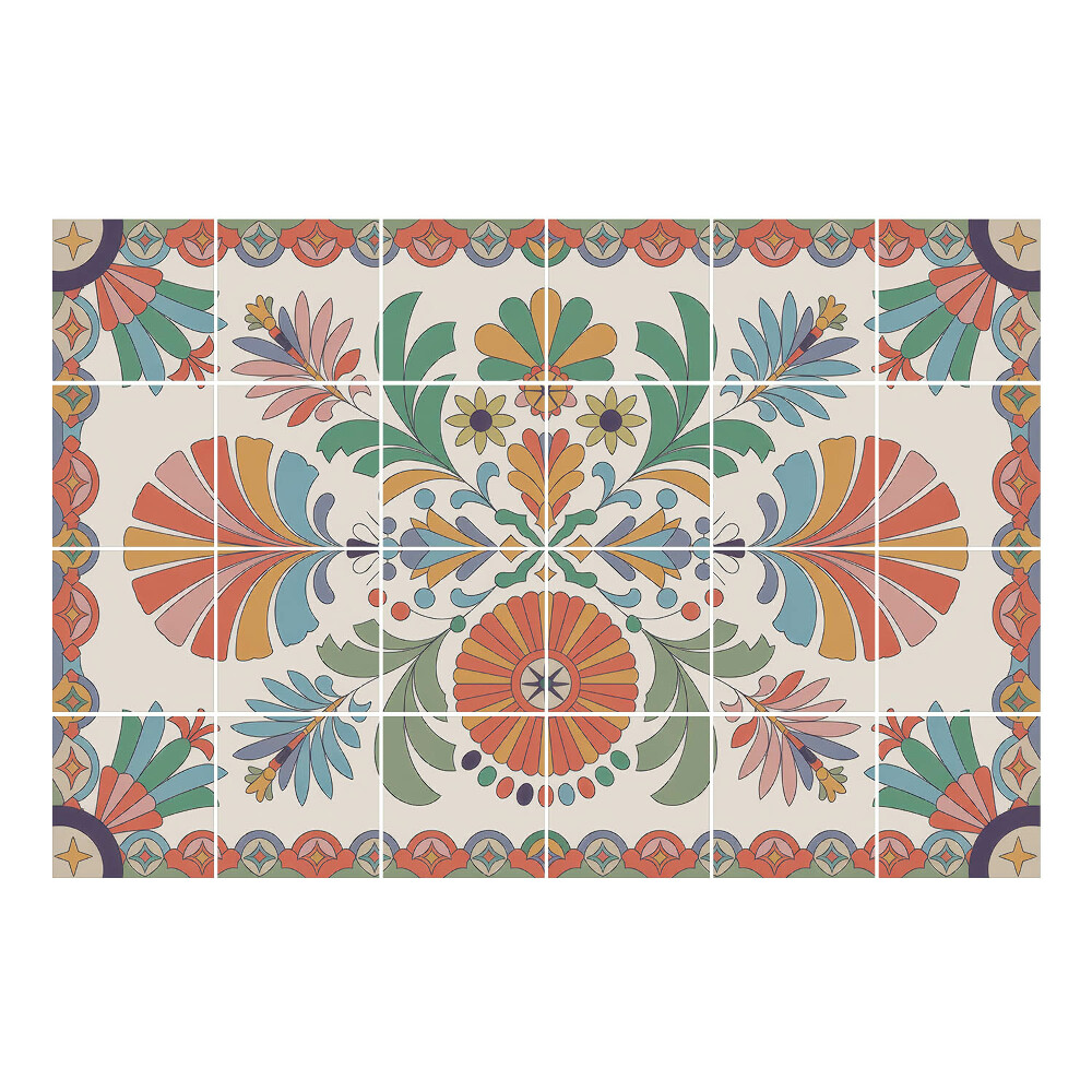 Naklejki na płytki Kwiatowe ornamenty w stylu folk
