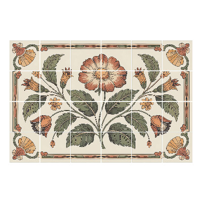 Naklejki na kafelki Kwiatowy motyw z liśćmi