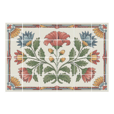 Naklejki na płytki Kwiatowy motyw w ramie