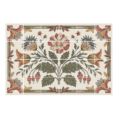 Nalepki na kafelki Kwiatowy ornament z liśćmi