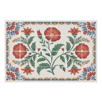 Naklejki na kafelki Kwiatowy motyw z liśćmi