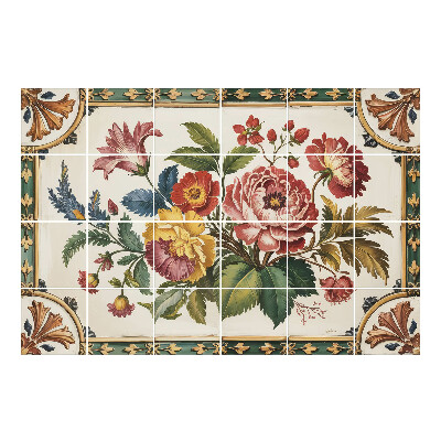 Naklejki na płytki Kwiatowy bukiet z liśćmi