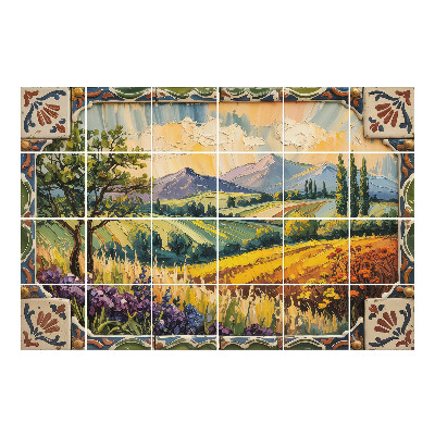 Nalepki na kafelki Pejzaż z górami i drzewami