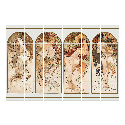 Naklejki na płytki Cztery pory roku Alfonsa Muchy