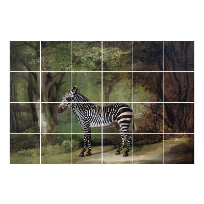 Naklejki na płytki Zebra w leśnym krajobrazie