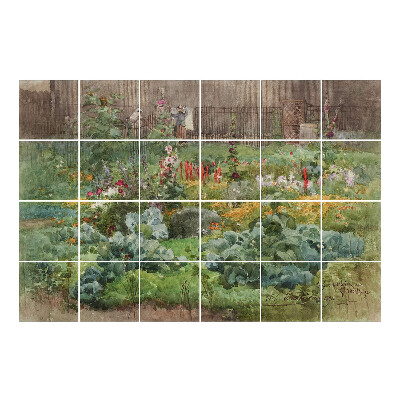 Naklejki na płytki Ogród pełen kwiatów