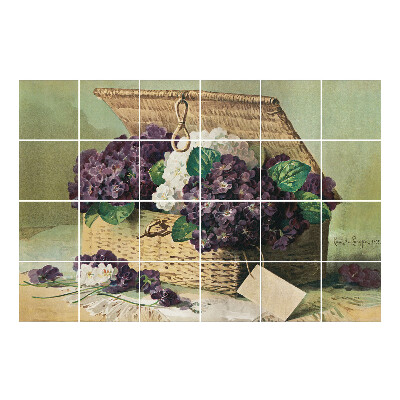 Naklejki na kafelki Kosz z kwiatami