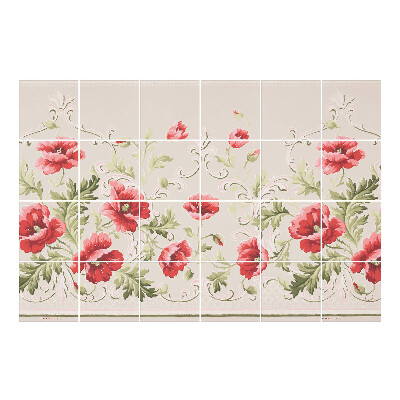 Naklejki na płytki Kwiatowy motyw z makami