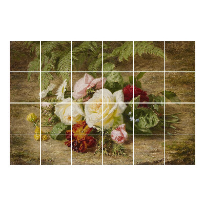 Nalepki na kafelki Kwiatowy bukiet na tle