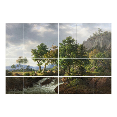 Naklejki na kafelki Malowniczy pejzaż z rzeką