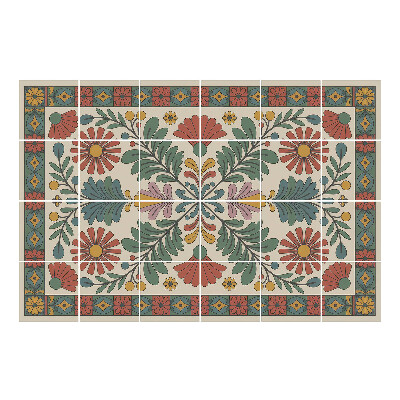 Naklejki na płytki Kwiatowy ornament z liśćmi