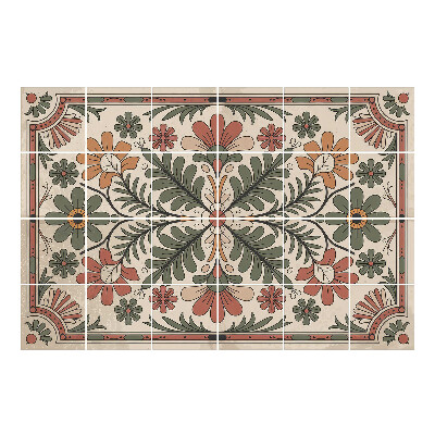 Nalepki na kafelki Kwiatowy ornament z liśćmi