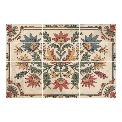 Naklejki na kafelki Kwiatowy ornament z liśćmi