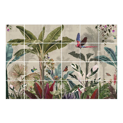 Nalepki na kafelki Tropikalny krajobraz z ptakami