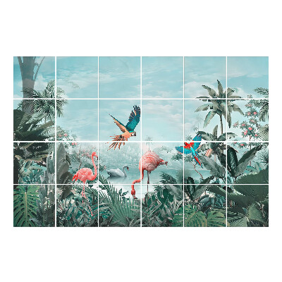 Naklejki na płytki Tropikalny raj z ptakami