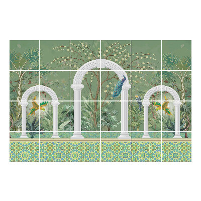 Naklejki na kafelki Tropikalne łuki w dżungli