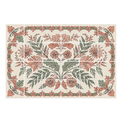 Naklejki na płytki Kwiatowy ornament z liśćmi