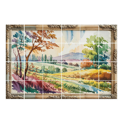 Naklejki na kafelki Pejzaż z drzewami